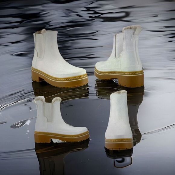 MARC FISHER NEW IN BOX FARGO WATERPROOF BOOT SHOE 8 MEDIUM WHITE OR DARK BLUE - Picture 3 of 14